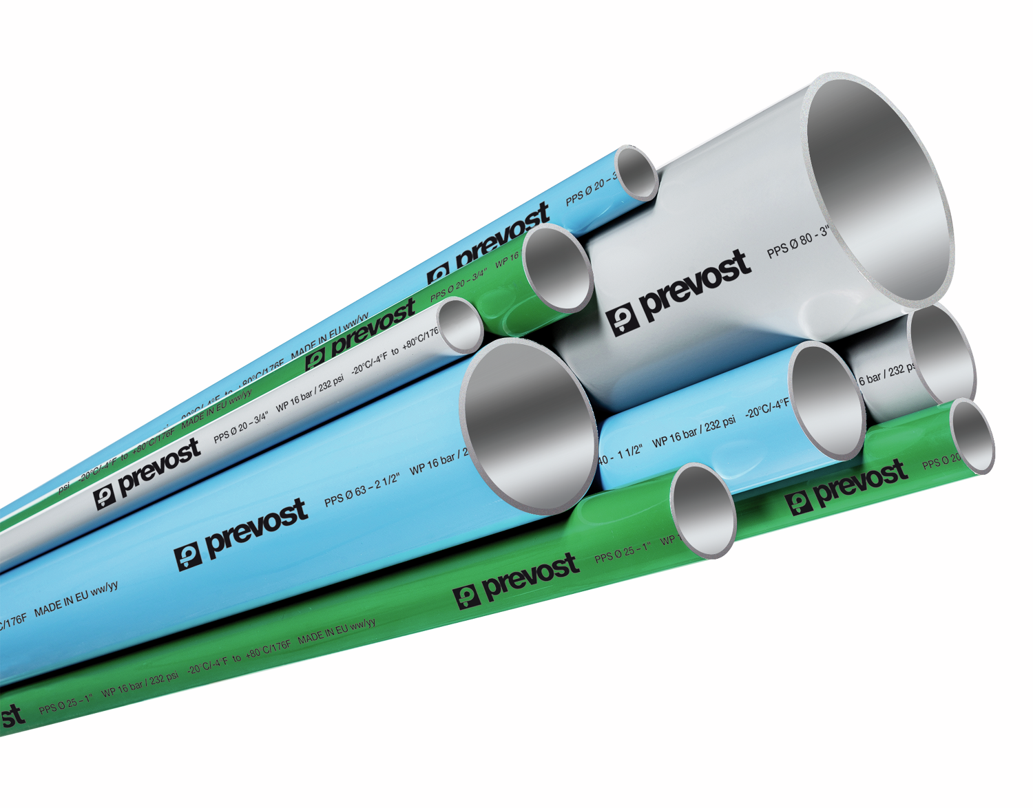 Blue Aluminum Air Pipe with Grey Vacuum Pipe and Green Gas Air Pipe