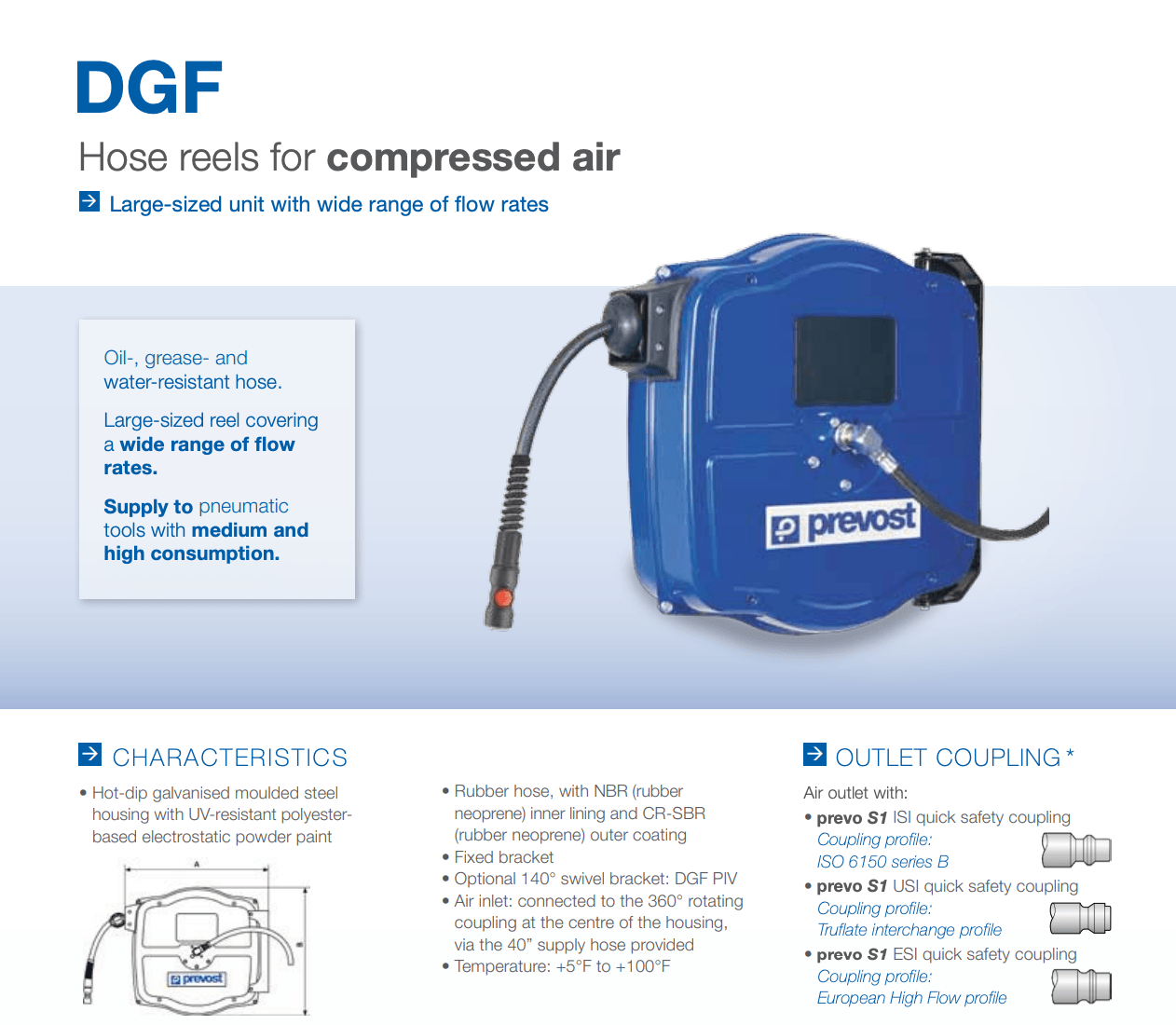 Prevost Enclosed Hose Reels Rubber Large - DGF Series