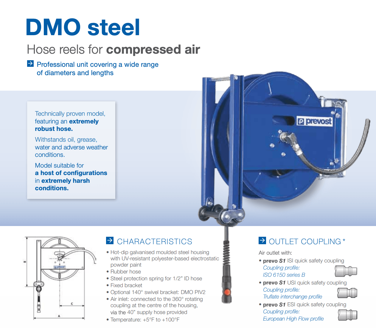 Prevost Open Hose Reels Rubber Hose - DMO Series