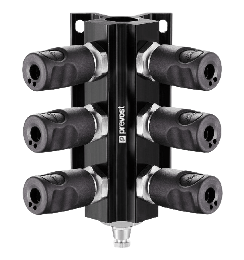 Prevost 6 Outlet Wall Manifold ISO 6150C Couplings Compressed Air Systems