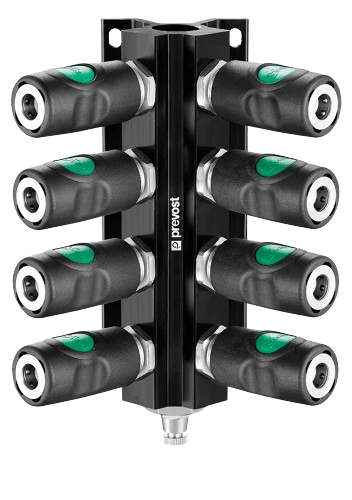 Prevost 8 Outlet Wall Manifold MF 204 High Flow Couplings Compressed Air Systems