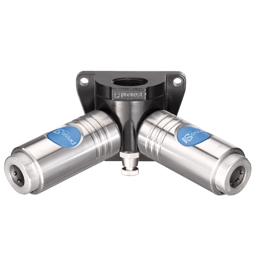 Prevost Female Thread Double Wall Manifold – 2 Couplers & Drain – 1/2″ Industrial Interchange