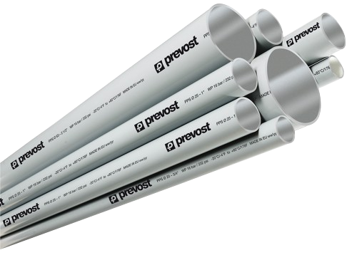 Variety of sizes of Prevost Grey Aluminum Pipe Variety For Compressed Air Vacuum Systems