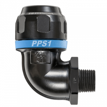 Prevost PPS1 9CM 90 Degree Threaded Union For Blue Aluminum Compressed Air Pipe