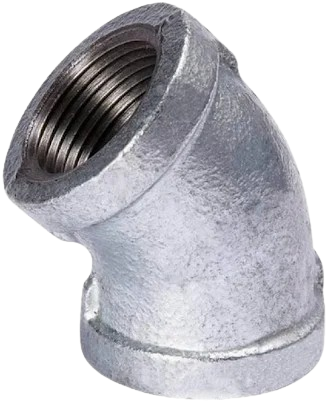 Galvanized Malleable Iron Equal Female NPT Threaded 45 Elbow Fitting For Pipe - GSTF G45C