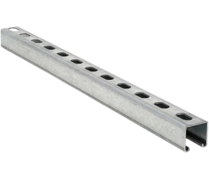Galv Unistrut Channel - Slotted:Steel, Pre-Galvanized, 20ft Long, Silver - HDWR UNI