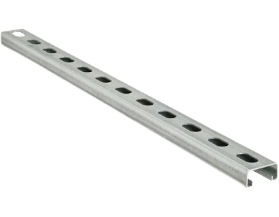 Galv Unistrut Channel - Slotted:Steel, Pre-Galvanized, 20ft Long, Silver - HDWR UNI